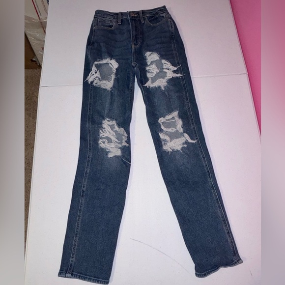 Hollister Skinny Blue Jeans with Distressed Accents - Picture 1 of 8